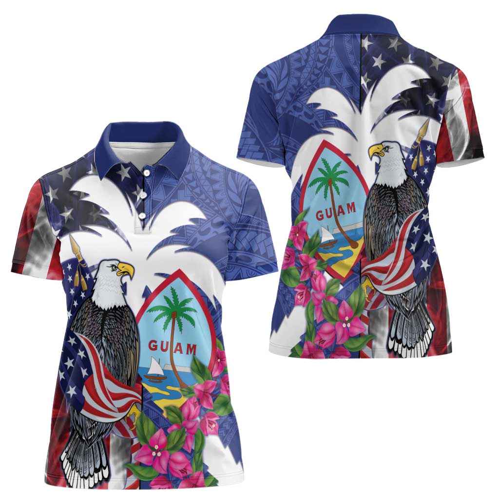 United States Guam Women Polo Shirt USA Eagle Guahan Seal Bougainvillea - Wonder Print Shop