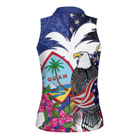 United States Guam Women Sleeveless Polo Shirt USA Eagle Guahan Seal Bougainvillea - Wonder Print Shop