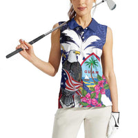 United States Guam Women Sleeveless Polo Shirt USA Eagle Guahan Seal Bougainvillea - Wonder Print Shop