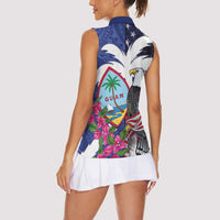 United States Guam Women Sleeveless Polo Shirt USA Eagle Guahan Seal Bougainvillea - Wonder Print Shop