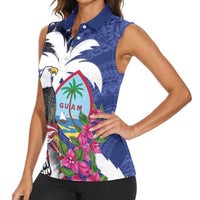 United States Guam Women Sleeveless Polo Shirt USA Eagle Guahan Seal Bougainvillea - Wonder Print Shop