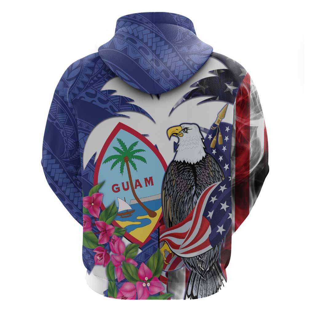 United States Guam Zip Hoodie USA Eagle Guahan Seal Bougainvillea - Wonder Print Shop