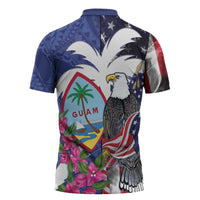 United States Guam Zipper Polo Shirt USA Eagle Guahan Seal Bougainvillea - Wonder Print Shop