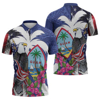 United States Guam Zipper Polo Shirt USA Eagle Guahan Seal Bougainvillea - Wonder Print Shop
