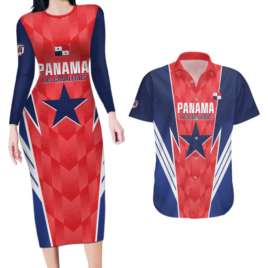 Custom Panama Football Couples Matching Long Sleeve Bodycon Dress and Hawaiian Shirt 2025 Vamos Los Canaleros