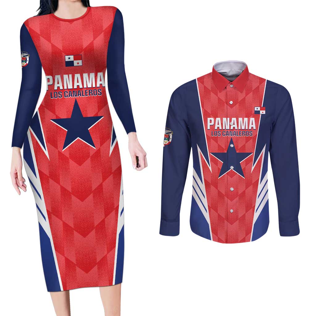 Custom Panama Football Couples Matching Long Sleeve Bodycon Dress and Long Sleeve Button Shirt 2025 Vamos Los Canaleros