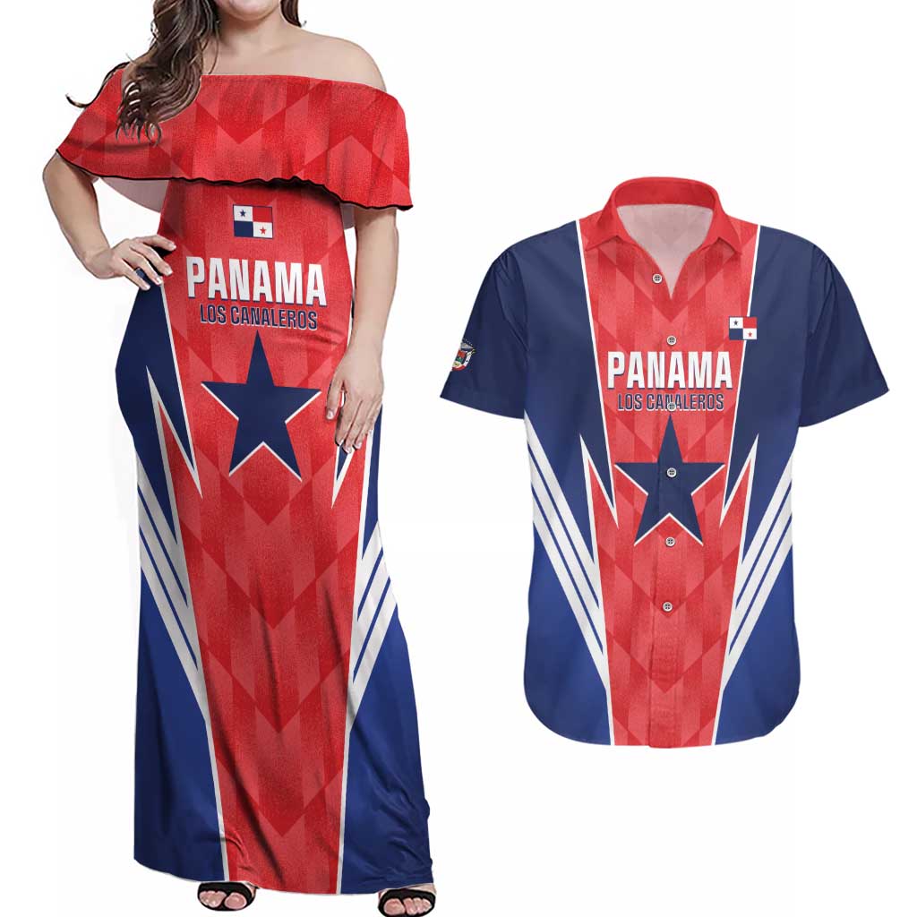 Custom Panama Football Couples Matching Off Shoulder Maxi Dress and Hawaiian Shirt 2025 Vamos Los Canaleros