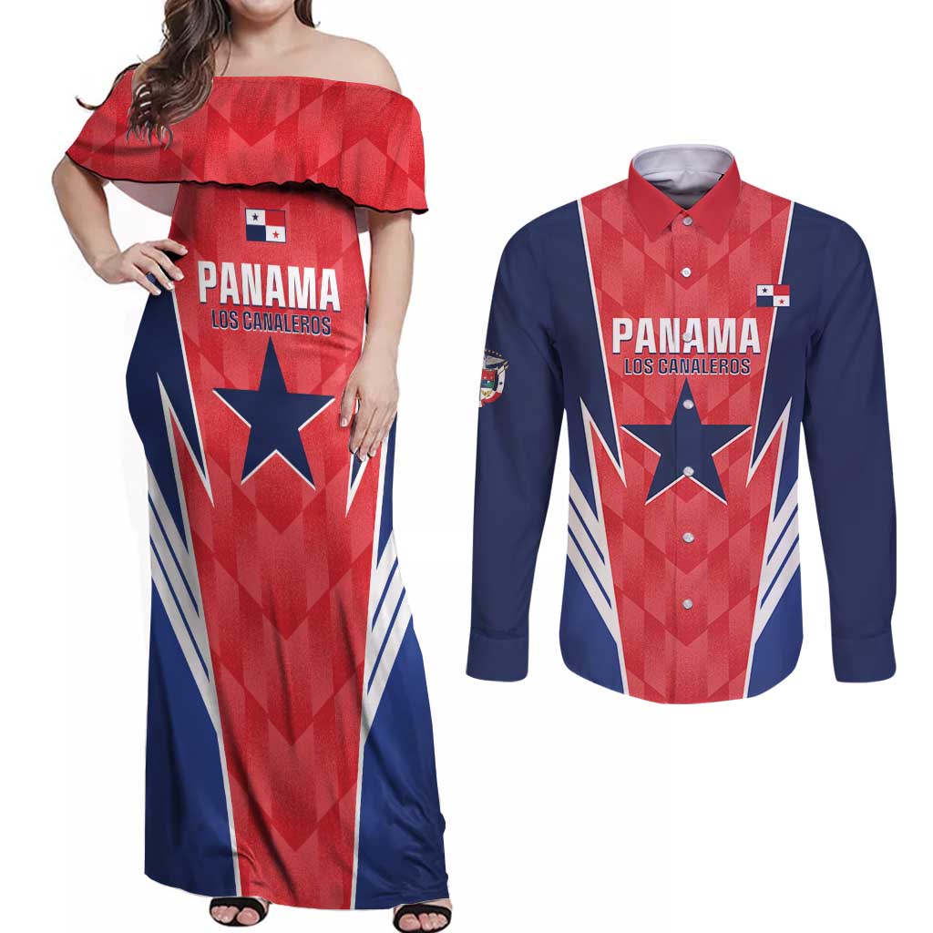 Custom Panama Football Couples Matching Off Shoulder Maxi Dress and Long Sleeve Button Shirt 2025 Vamos Los Canaleros
