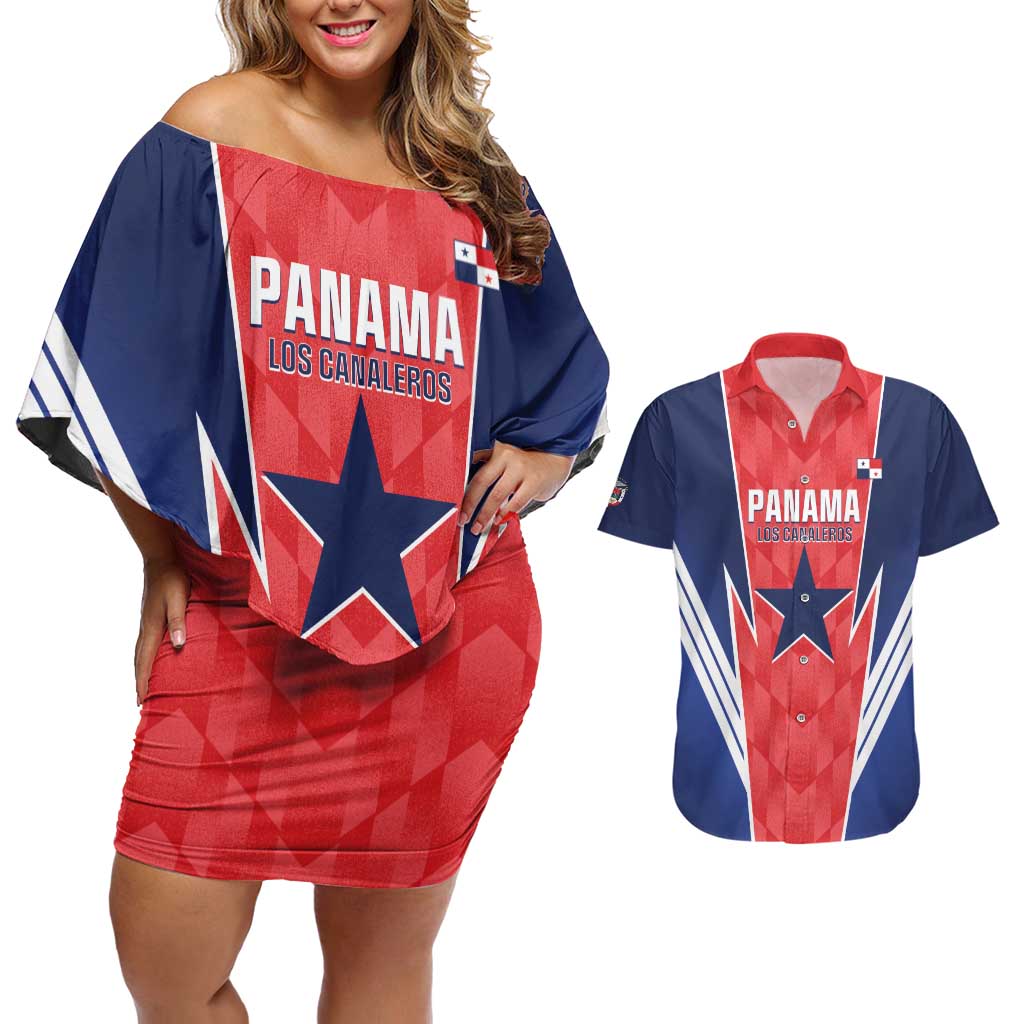 Custom Panama Football Couples Matching Off Shoulder Short Dress and Hawaiian Shirt 2025 Vamos Los Canaleros