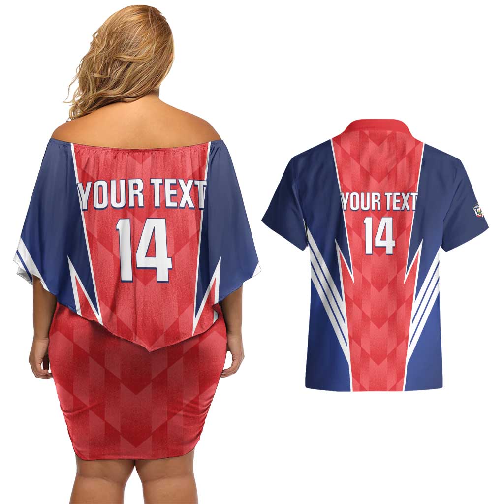 Custom Panama Football Couples Matching Off Shoulder Short Dress and Hawaiian Shirt 2025 Vamos Los Canaleros