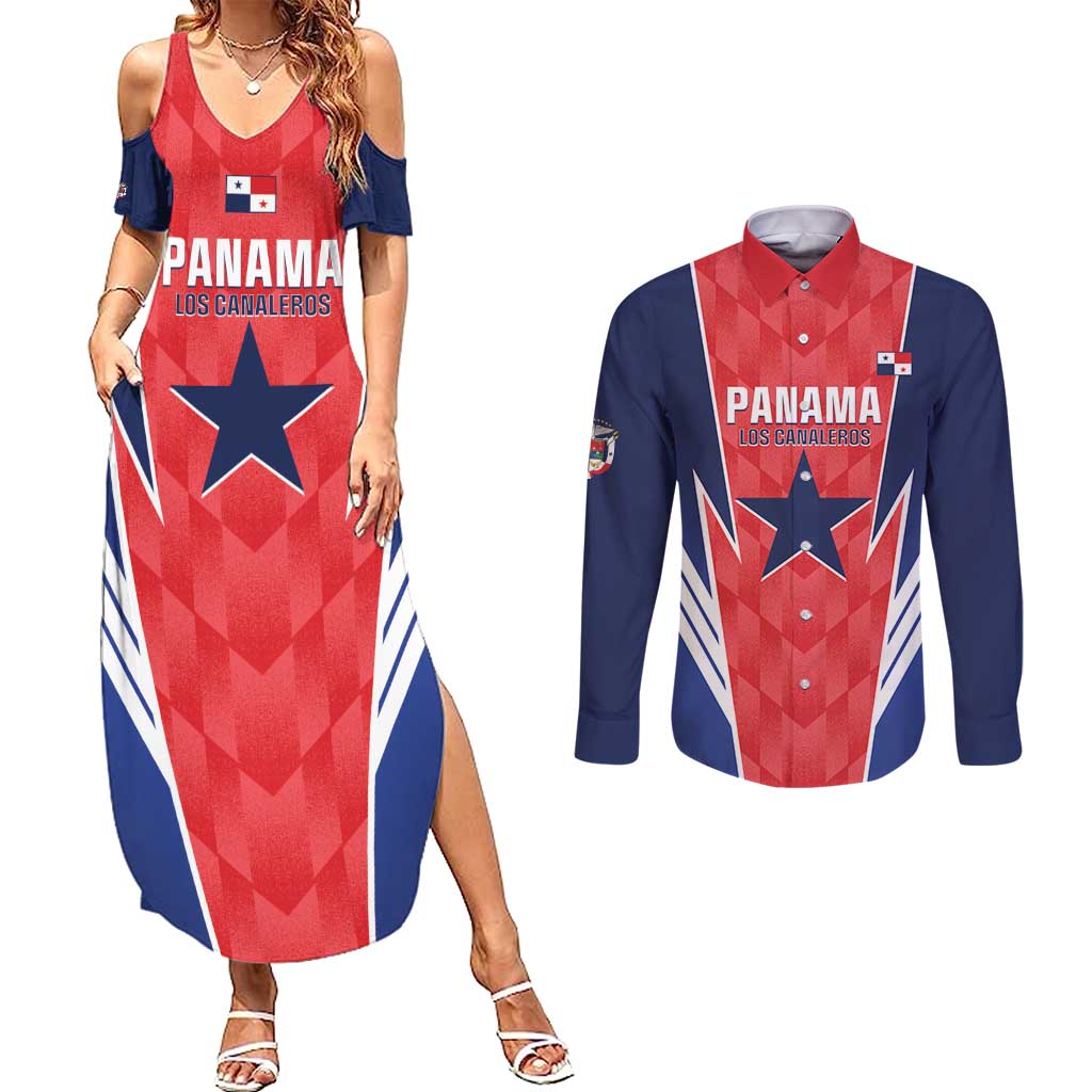 Custom Panama Football Couples Matching Summer Maxi Dress and Long Sleeve Button Shirt 2025 Vamos Los Canaleros