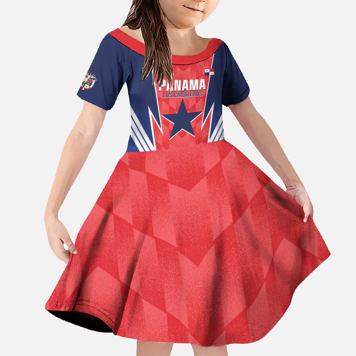 Custom Panama Football Family Matching Off The Shoulder Long Sleeve Dress and Hawaiian Shirt 2025 Vamos Los Canaleros