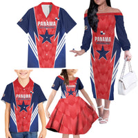 Custom Panama Football Family Matching Off The Shoulder Long Sleeve Dress and Hawaiian Shirt 2025 Vamos Los Canaleros