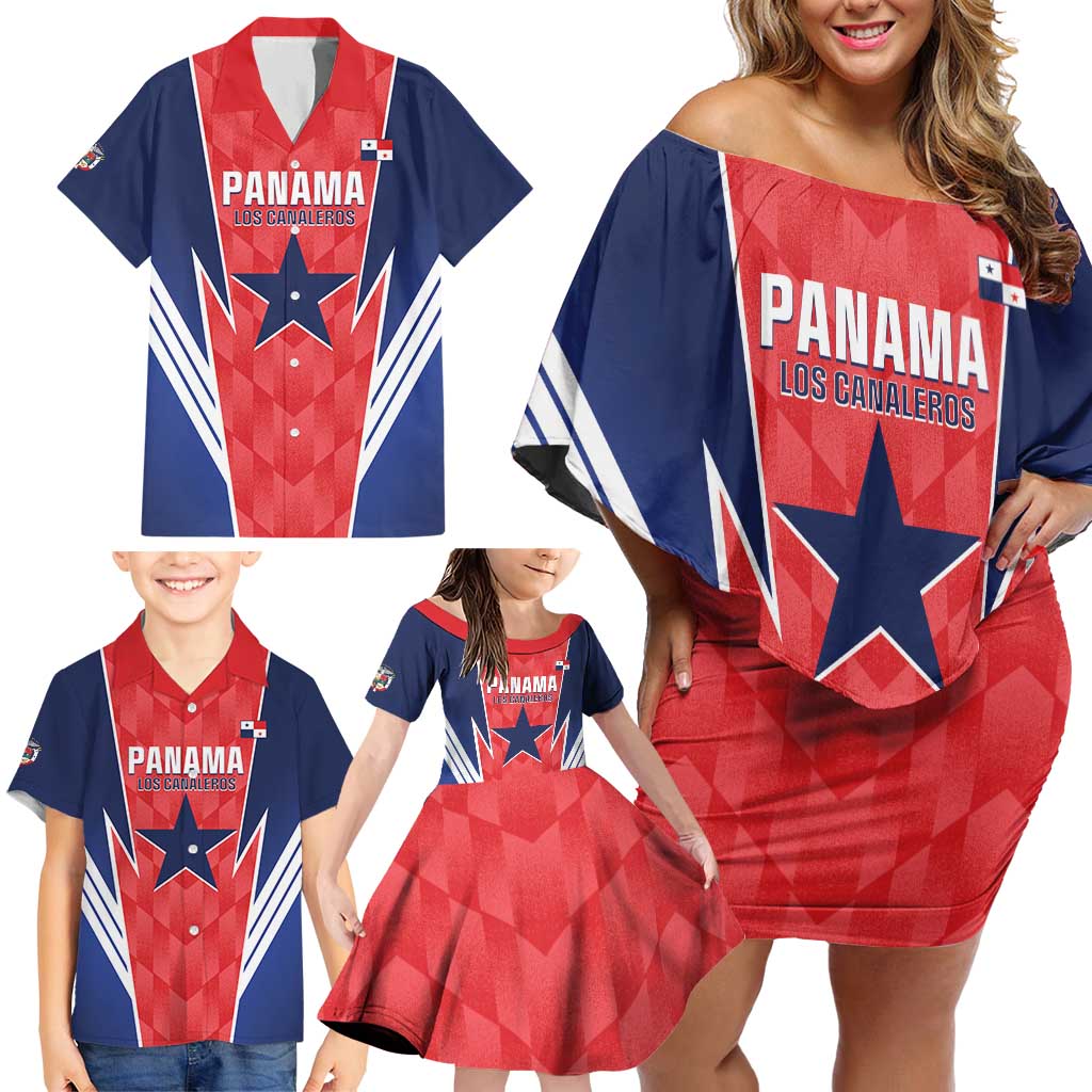 Custom Panama Football Family Matching Off Shoulder Short Dress and Hawaiian Shirt 2025 Vamos Los Canaleros