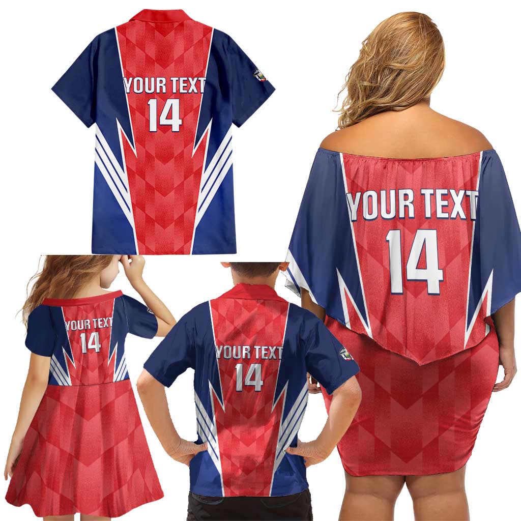 Custom Panama Football Family Matching Off Shoulder Short Dress and Hawaiian Shirt 2025 Vamos Los Canaleros