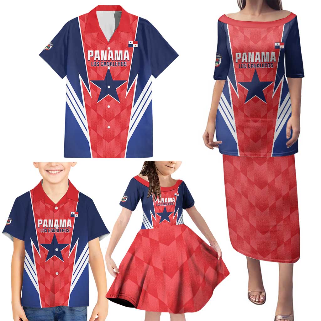 Custom Panama Football Family Matching Puletasi and Hawaiian Shirt 2025 Vamos Los Canaleros