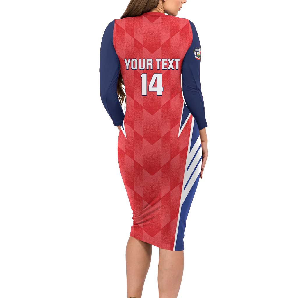 Custom Panama Football Long Sleeve Bodycon Dress 2025 Vamos Los Canaleros