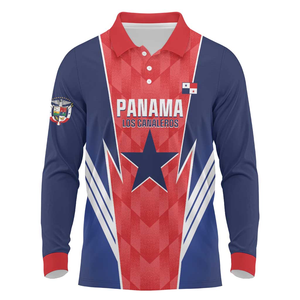 Custom Panama Football Long Sleeve Polo Shirt 2025 Vamos Los Canaleros