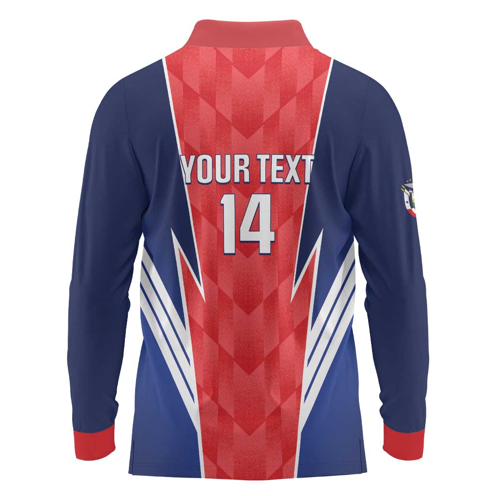 Custom Panama Football Long Sleeve Polo Shirt 2025 Vamos Los Canaleros