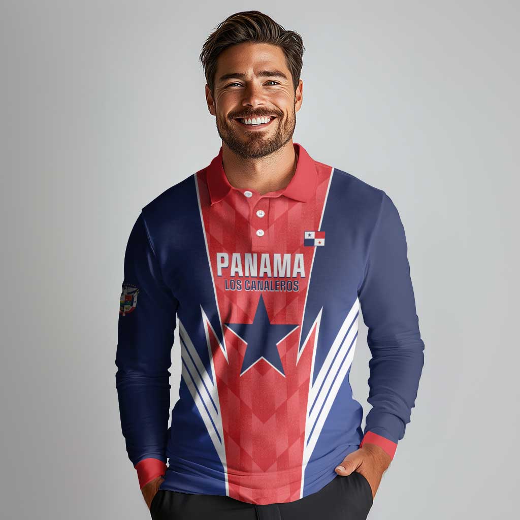 Custom Panama Football Long Sleeve Polo Shirt 2025 Vamos Los Canaleros