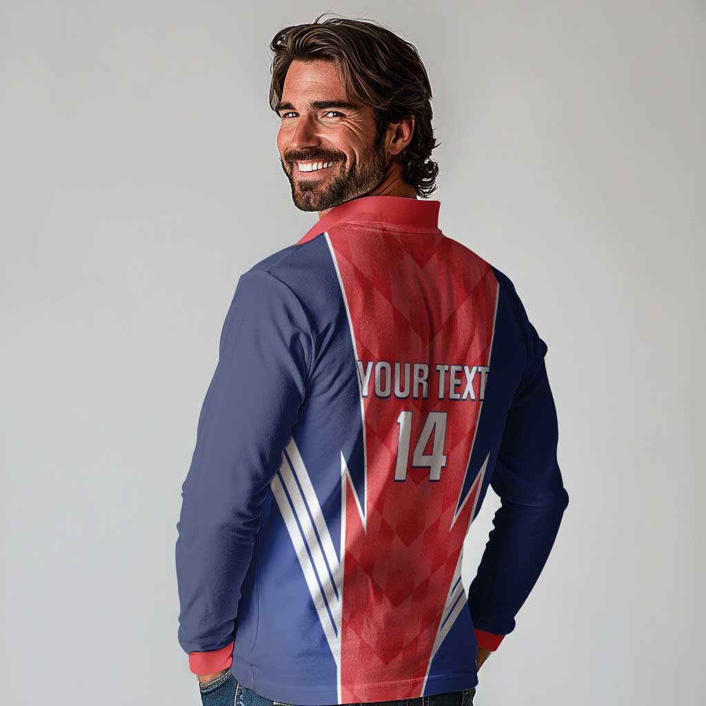 Custom Panama Football Long Sleeve Polo Shirt 2025 Vamos Los Canaleros