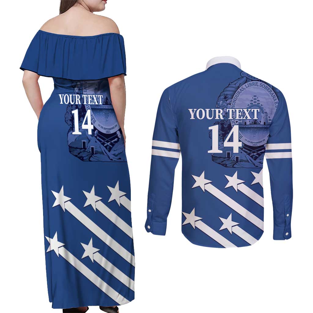 Custom Honduras Football Couples Matching Off Shoulder Maxi Dress and Long Sleeve Button Shirt 2025 Vamos Los Catrachos
