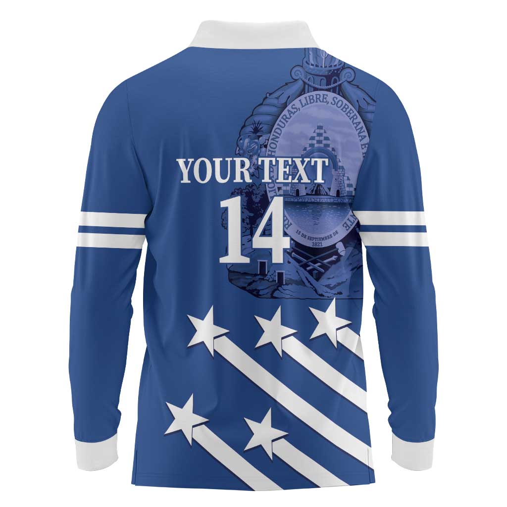 Custom Honduras Football Long Sleeve Polo Shirt 2025 Vamos Los Catrachos