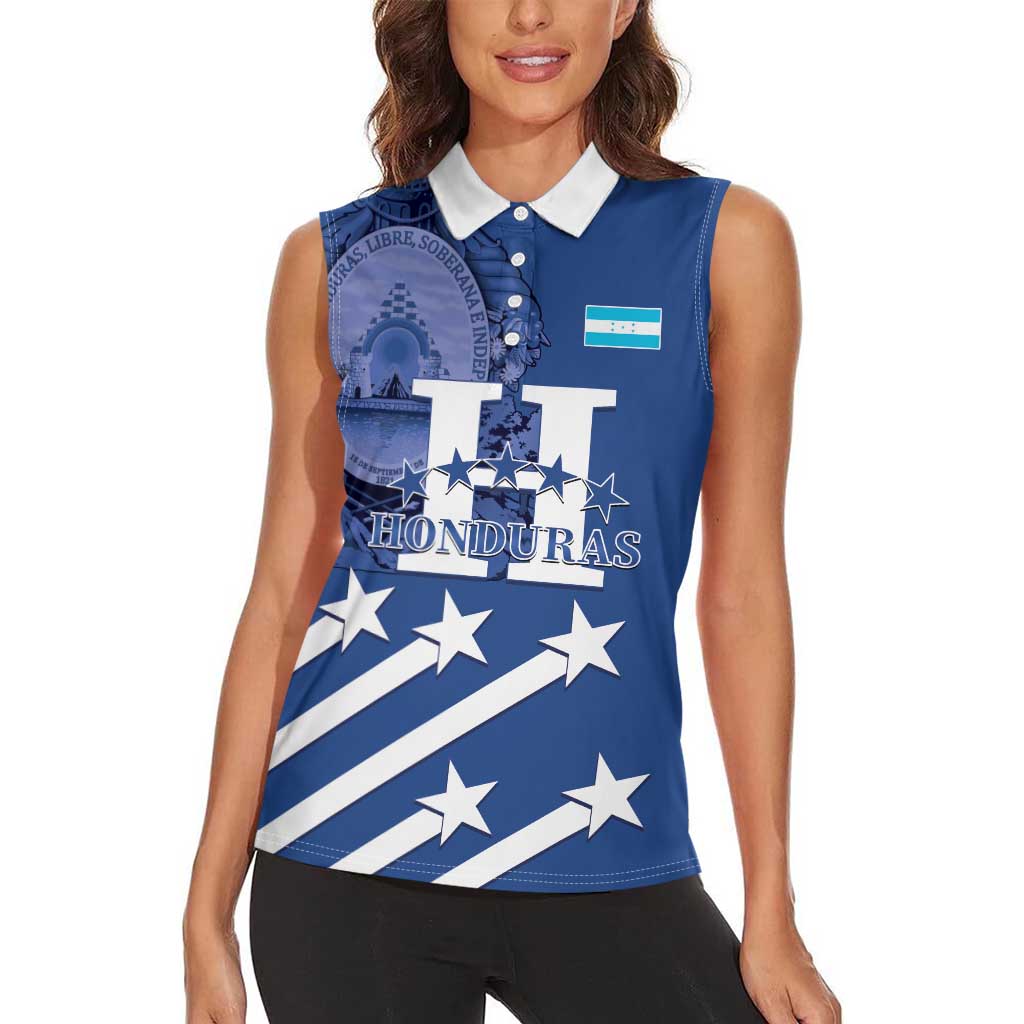 Custom Honduras Football Women Sleeveless Polo Shirt 2025 Vamos Los Catrachos
