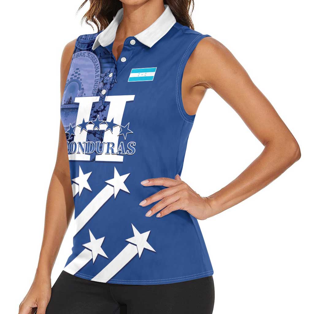 Custom Honduras Football Women Sleeveless Polo Shirt 2025 Vamos Los Catrachos
