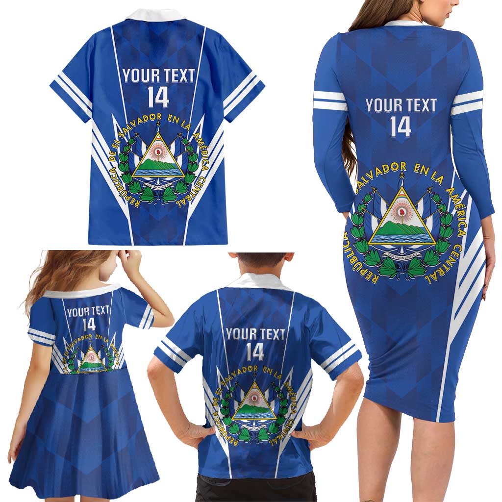Custom El Salvador Football Family Matching Long Sleeve Bodycon Dress and Hawaiian Shirt 2025 Vamos La Selecta