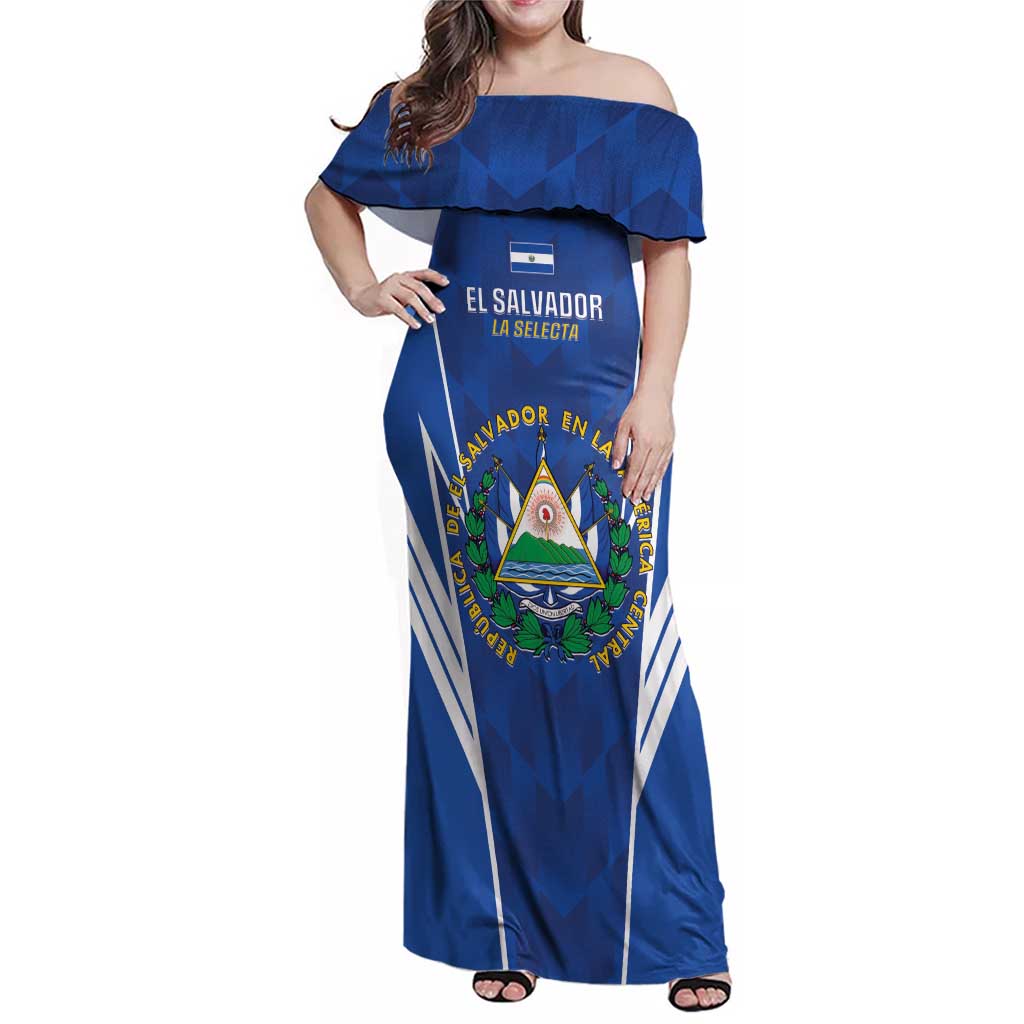 Custom El Salvador Football Family Matching Off Shoulder Maxi Dress and Hawaiian Shirt 2025 Vamos La Selecta