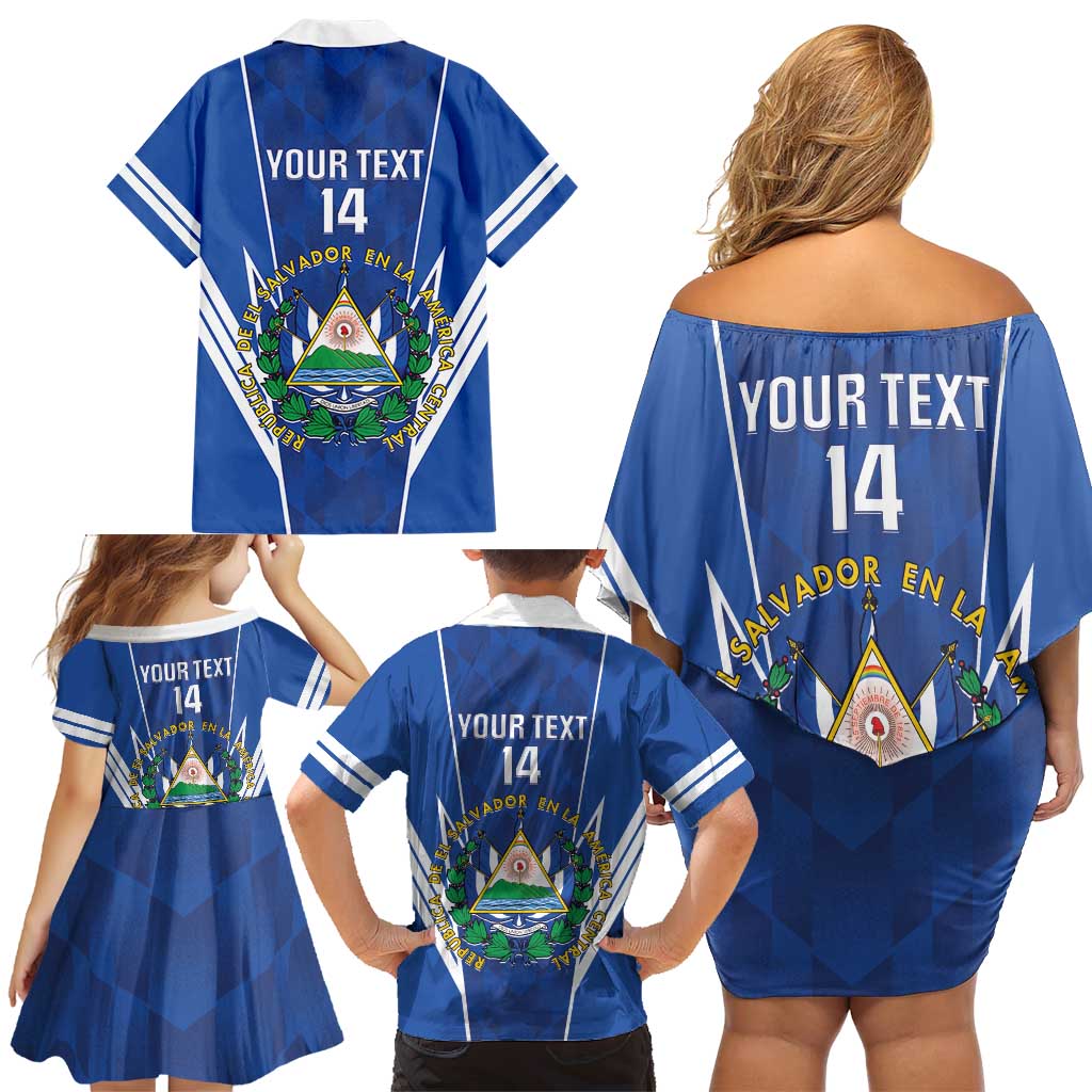 Custom El Salvador Football Family Matching Off Shoulder Short Dress and Hawaiian Shirt 2025 Vamos La Selecta