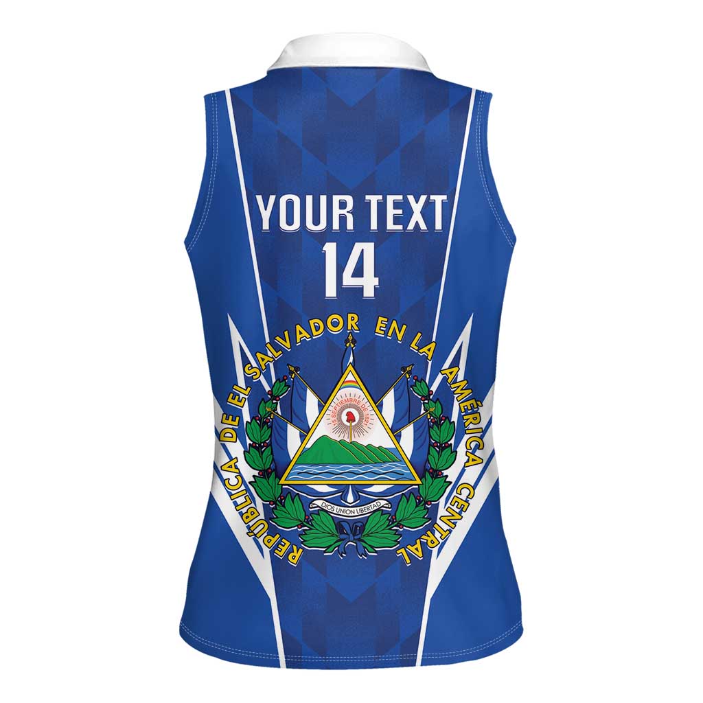 Custom El Salvador Football Women Sleeveless Polo Shirt 2025 Vamos La Selecta