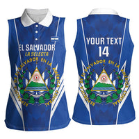 Custom El Salvador Football Women Sleeveless Polo Shirt 2025 Vamos La Selecta