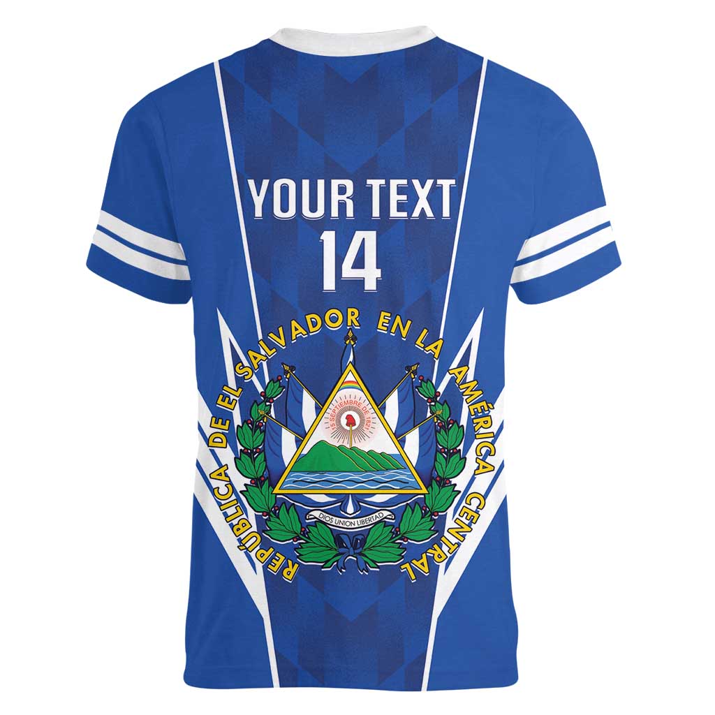 Custom El Salvador Football Women V-Neck T-Shirt 2025 Vamos La Selecta