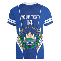 Custom El Salvador Football Women V-Neck T-Shirt 2025 Vamos La Selecta