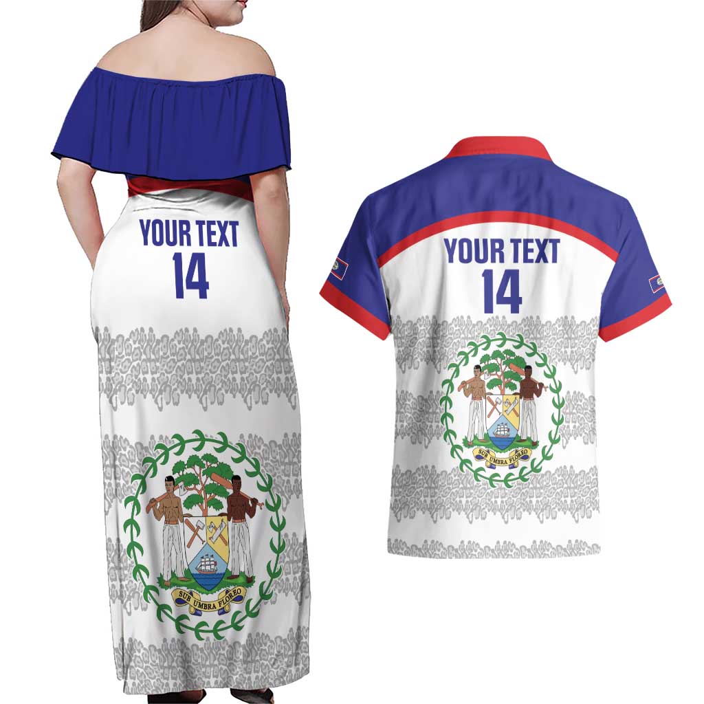 Custom Belize Football Couples Matching Off Shoulder Maxi Dress and Hawaiian Shirt 2025 Go Jaguars