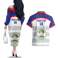 Custom Belize Football Couples Matching Off The Shoulder Long Sleeve Dress and Hawaiian Shirt 2025 Go Jaguars