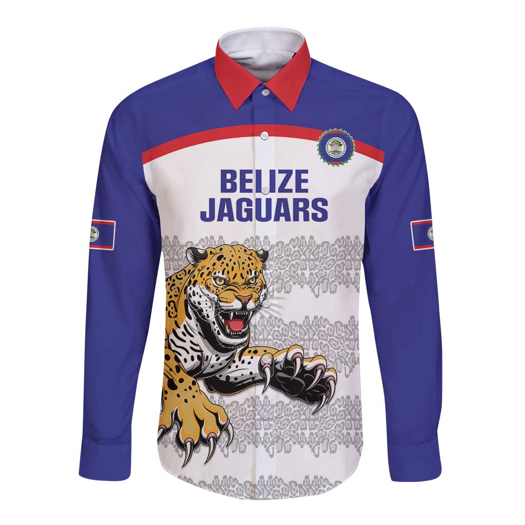 Custom Belize Football Long Sleeve Button Shirt 2025 Go Jaguars