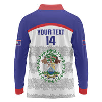 Custom Belize Football Long Sleeve Polo Shirt 2025 Go Jaguars