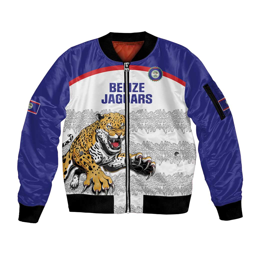 Custom Belize Football Sleeve Zip Bomber Jacket 2025 Go Jaguars