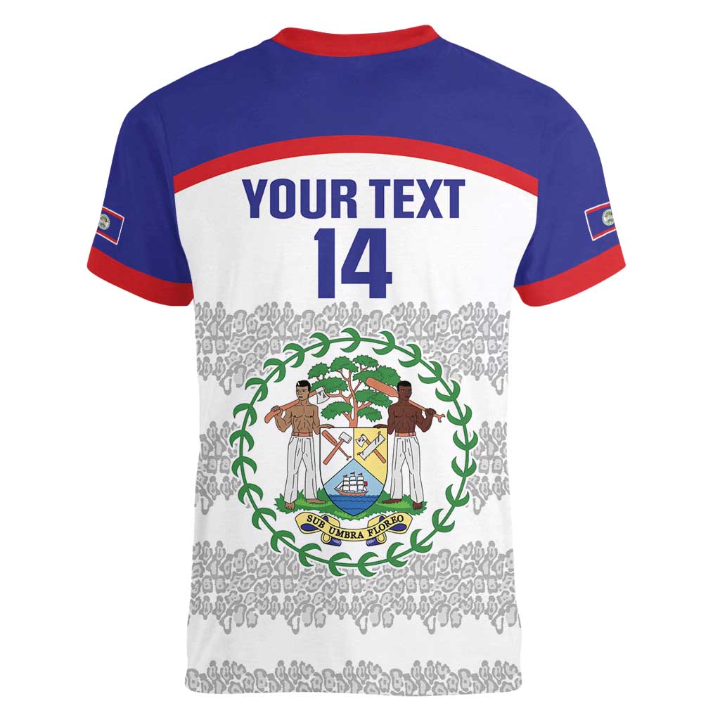 Custom Belize Football Women V-Neck T-Shirt 2025 Go Jaguars