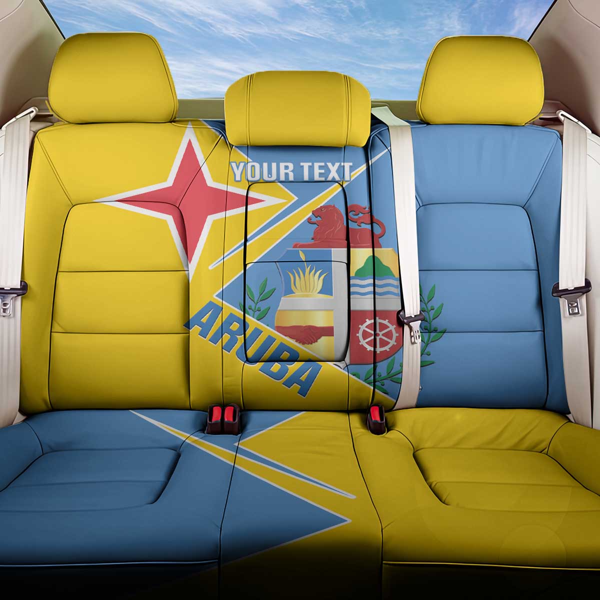Custom Aruba Football Back Car Seat Cover 2025 Coat Of Arms Style