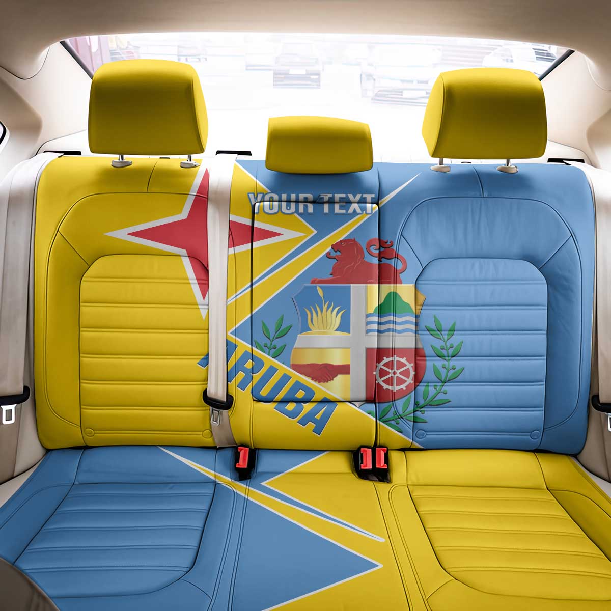 Custom Aruba Football Back Car Seat Cover 2025 Coat Of Arms Style