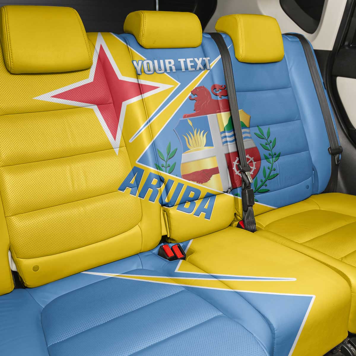 Custom Aruba Football Back Car Seat Cover 2025 Coat Of Arms Style