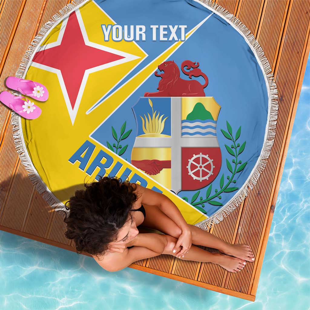 Custom Aruba Football Beach Blanket 2025 Coat Of Arms Style