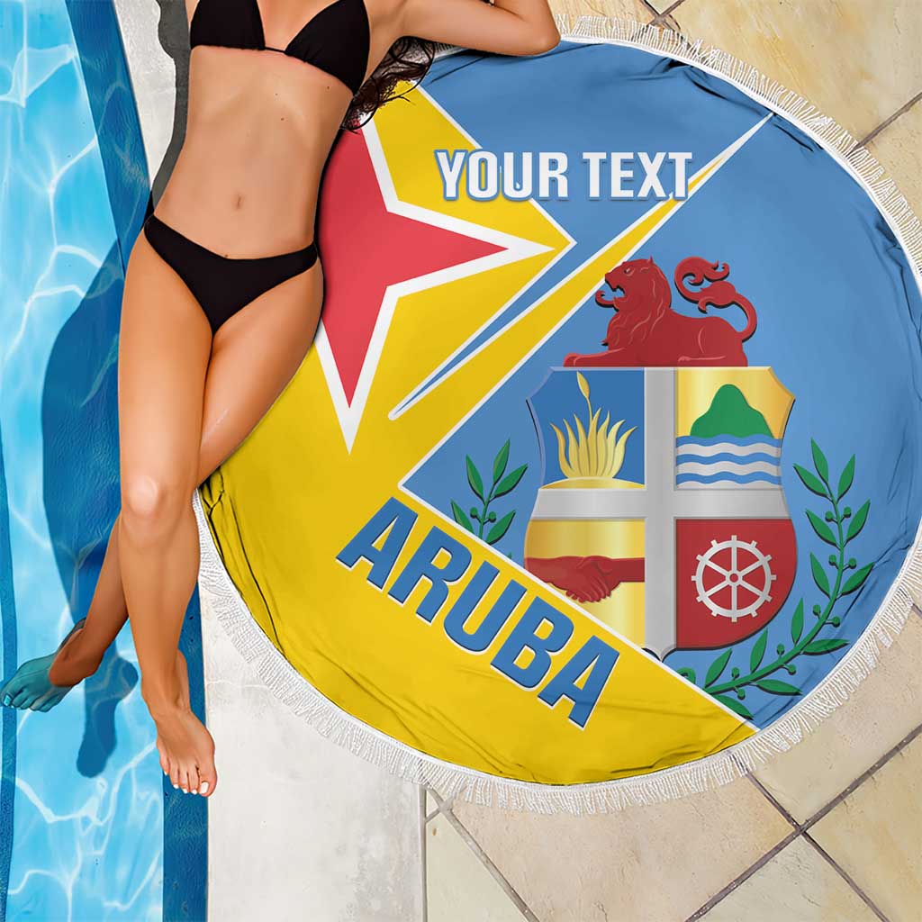 Custom Aruba Football Beach Blanket 2025 Coat Of Arms Style