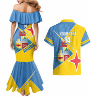 Custom Aruba Football Couples Matching Mermaid Dress and Hawaiian Shirt 2025 Coat Of Arms Style
