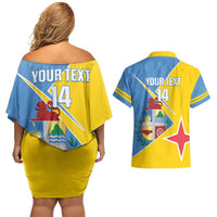 Custom Aruba Football Couples Matching Off Shoulder Short Dress and Hawaiian Shirt 2025 Coat Of Arms Style
