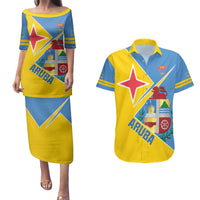 Custom Aruba Football Couples Matching Puletasi and Hawaiian Shirt 2025 Coat Of Arms Style